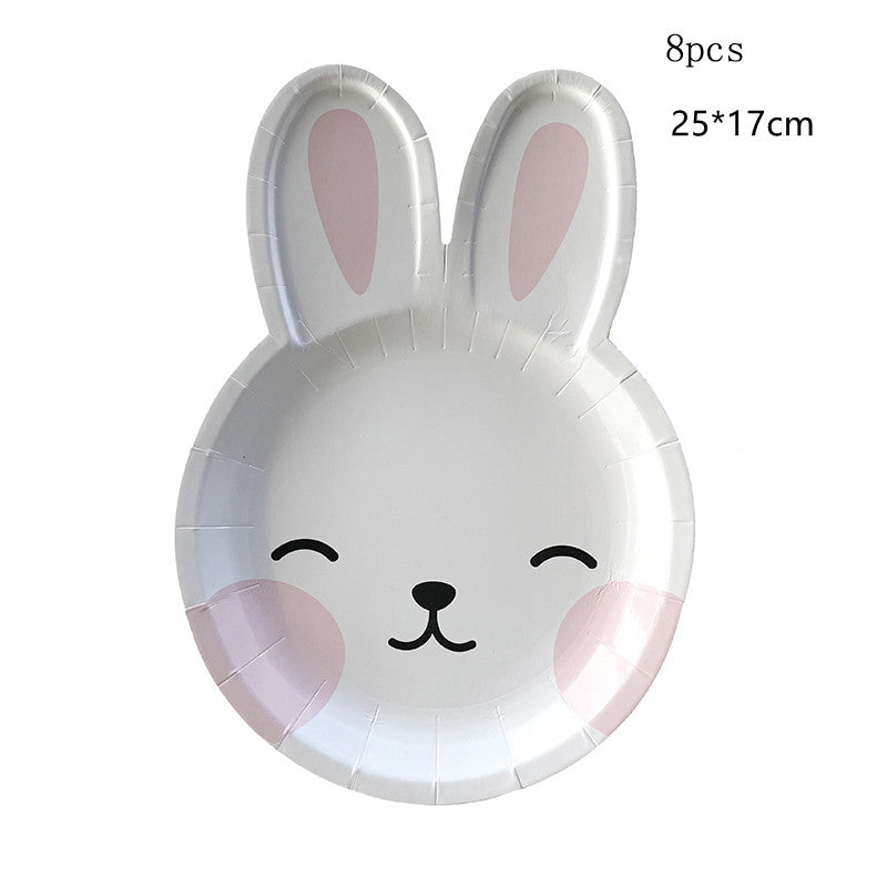 Easter Paper Plates & Cups Party Supplies Set - Bunny & Egg Designs, 8 Pack
