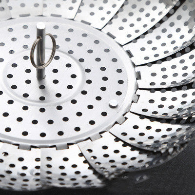 Stainless Steel Food Steamer Rack for Mantou & Dumplings - Folding Steaming Plate