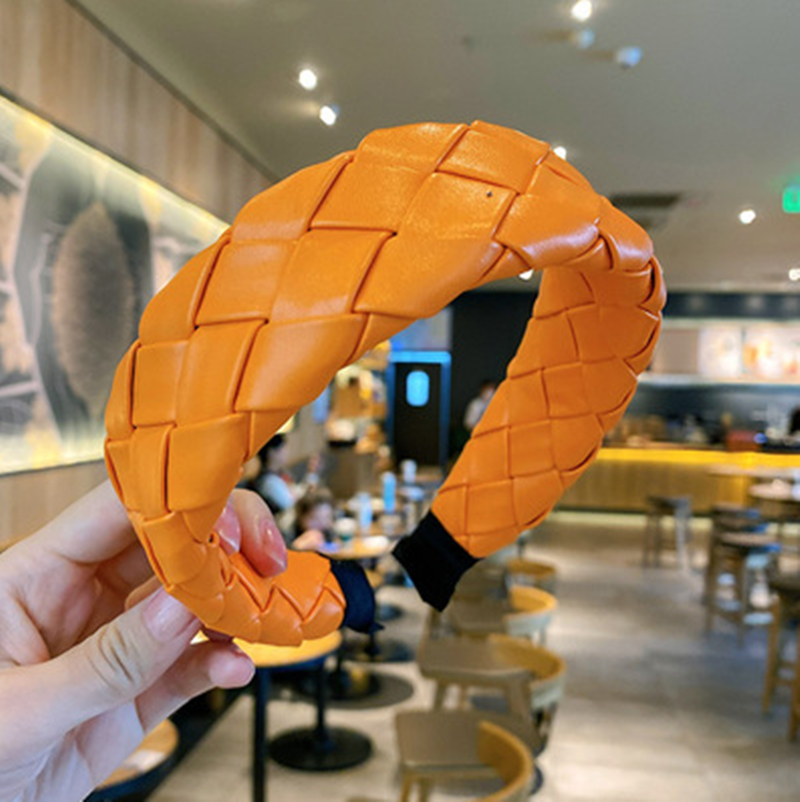 Korean Style Woven PU Leather Headband