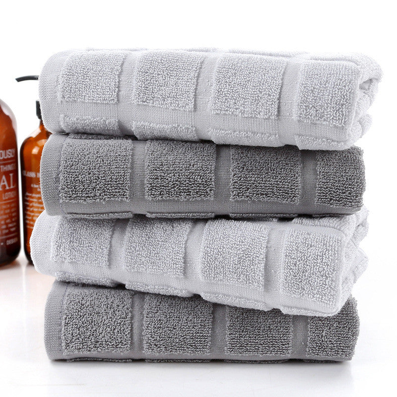 Men's Checkered Cotton Towel - Soft Absorbent Bath Hand Towel