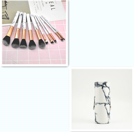 Marbled Makeup Brush Set for Beginners - 10 Pcs Cosmetic Tools