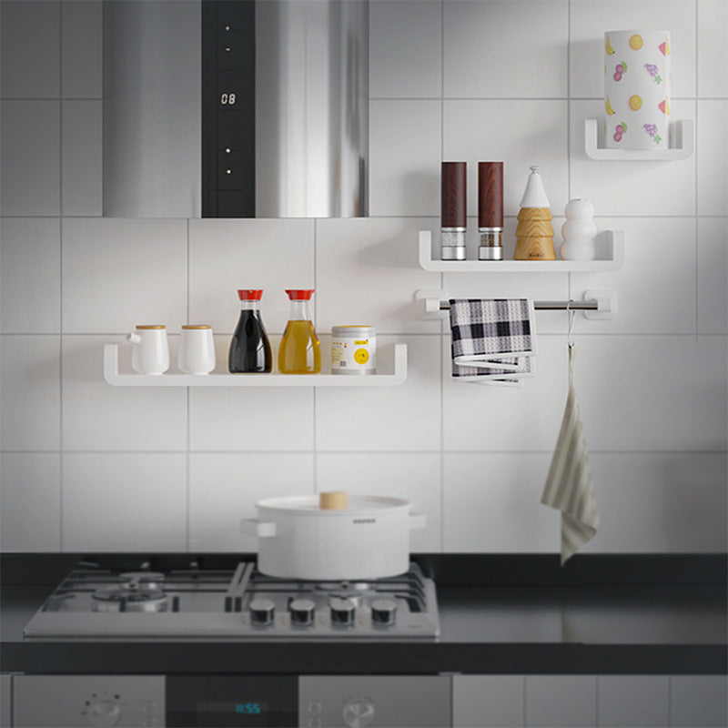 Punch-Free Wall-Mounted Bathroom Shelf with 3 Tiers - White