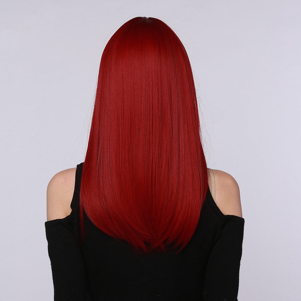 Synthetic Hair Wig With Bangs - Mid-Length Straight
