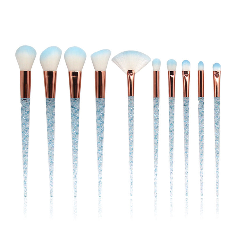 Multicolor Spiral Makeup Brush Set - 10 pcs, Portable, Cosmetology Tools