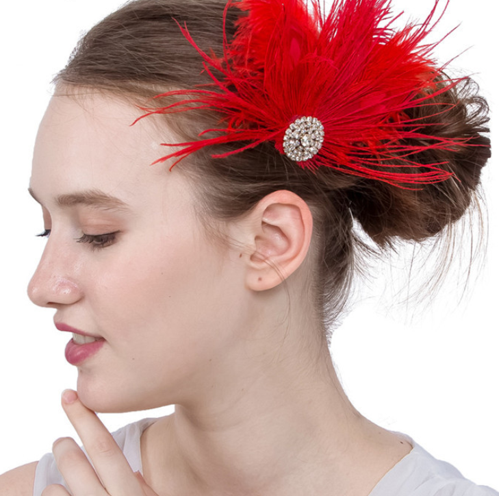 Feather Headdress Hairpin - Red