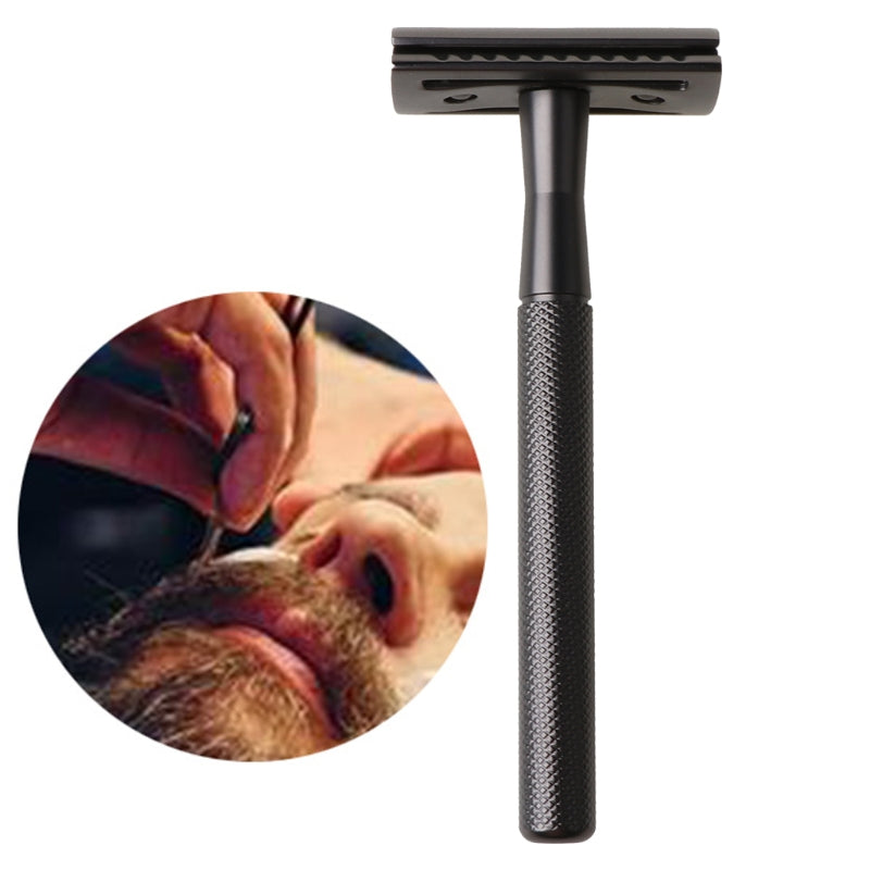 Diamond Pattern Double-Sided Safety Razor - Black