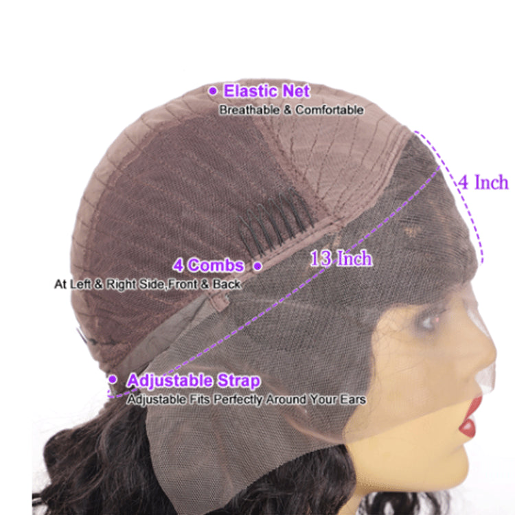Real Human Hair Wigs Short Bob Lace Front Wigs 13x4 8-14 Inch Natural Color