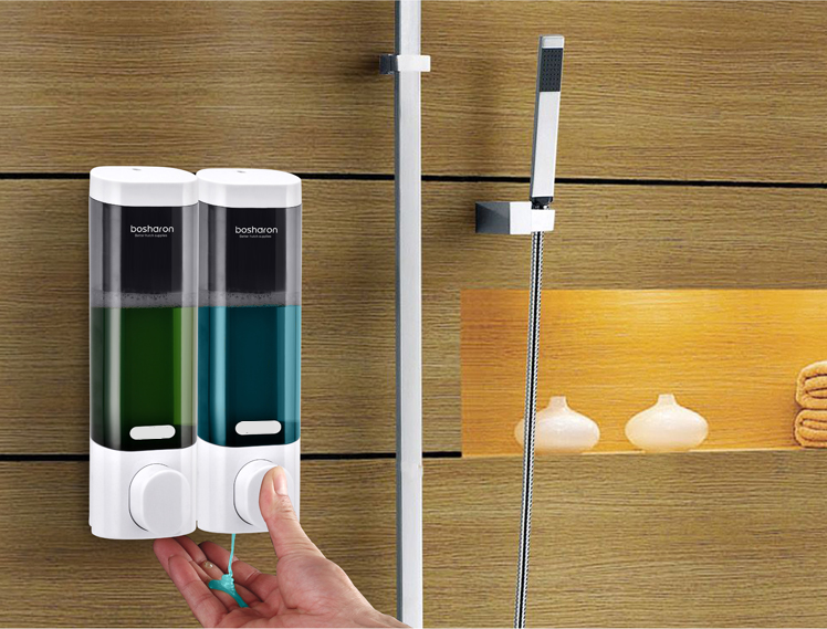 Wall-Mounted Hand Soap Dispenser and Sanitizer Bottle Holder for Bathroom