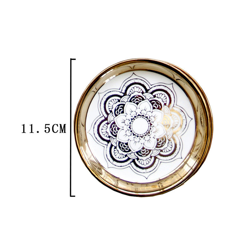 Golden Ceramic Female Desktop Storage Tray - Light Luxury Porcelain Organizer