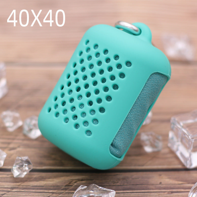 Portable Mini Sports Face Towel with Silicone Case Quick Dry Hand Towel