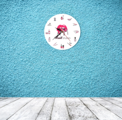 Nail Polish Design Wall Clock - 12 Inch Modern Battery-Powered