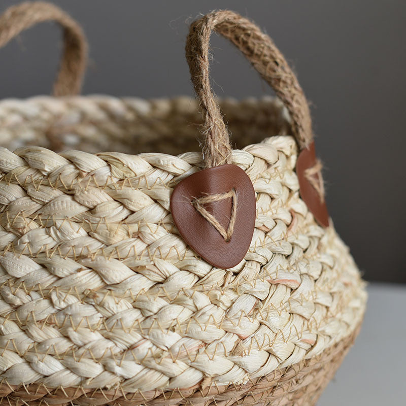Handmade Seaweed & Straw Basket Plant Pot Container Home Decor