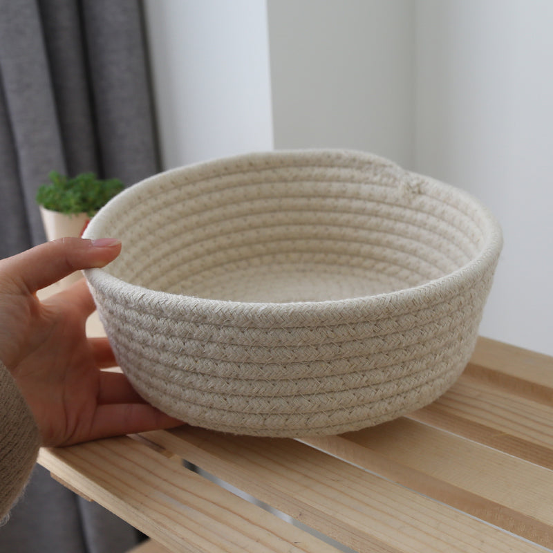 Hand-Woven Cotton Linen Storage Basket - Multi-Size & Color Options