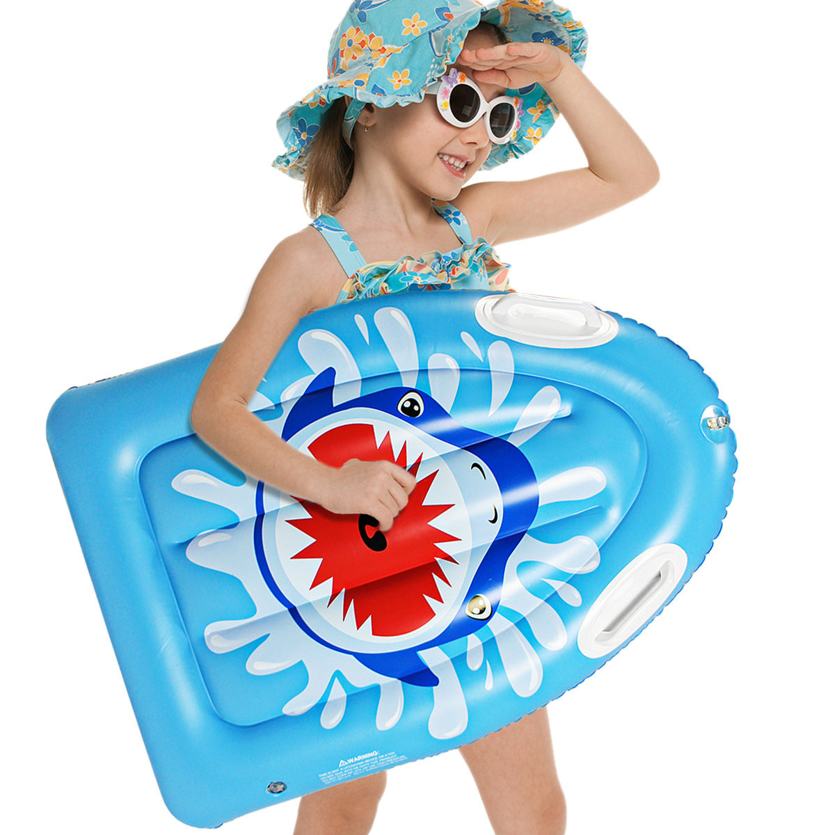 Inflatable Kids Surfboard Shark Kickboard - Portable Swimming Float