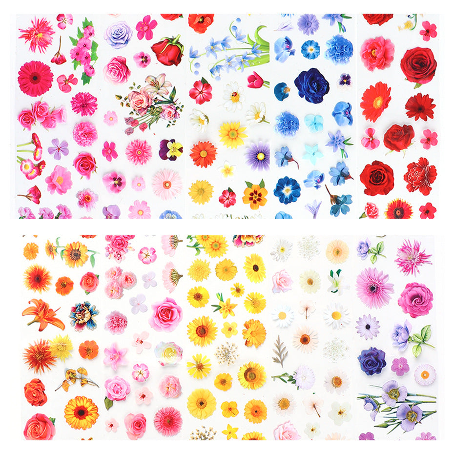Nail Stickers Floral Rose Transfer Sticker Set - Pink