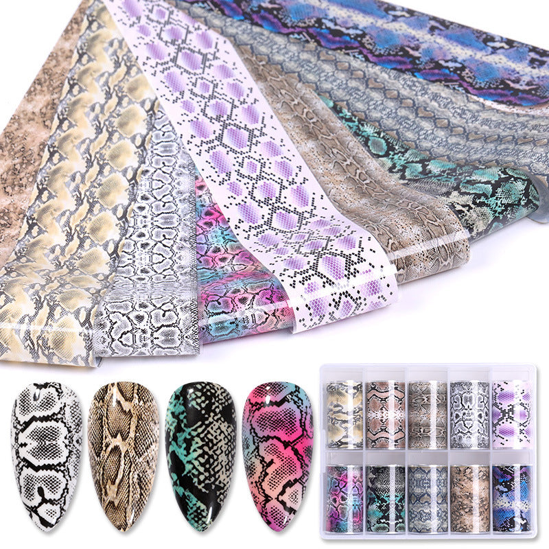 Manicure Nail Sticker Set with Snake and Star Designs - Multiple Colors