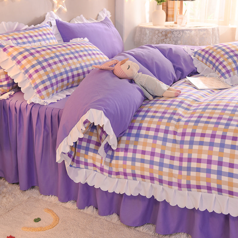 Four-Piece Bedding Set with Quilt Cover and Bed Skirt - Multiple Sizes & Styles