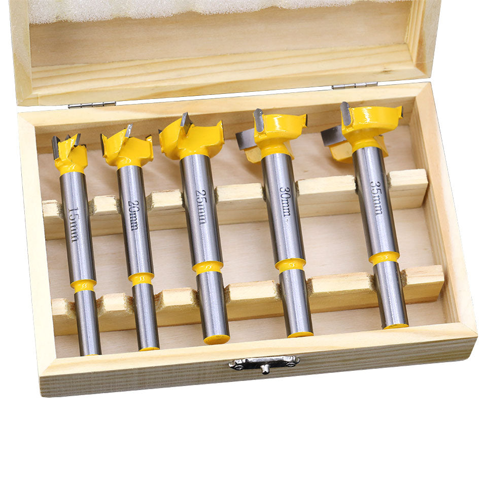 5-Piece Woodworking Hole Opener Set for Hand Drill and Reaming - Alloy and Plastic