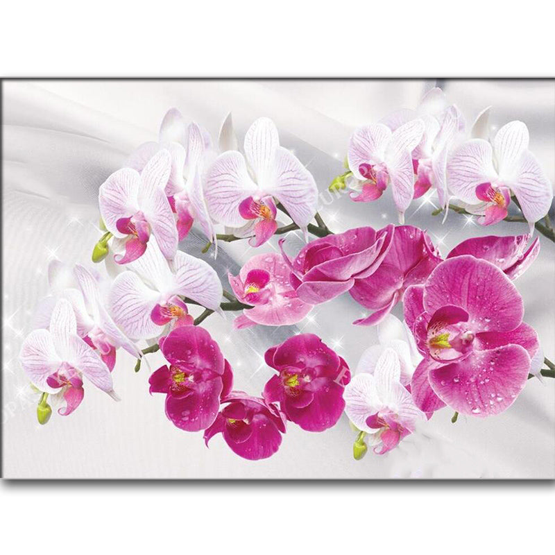 5D Diamond Painting Orchids Kit - Round or Square Diamonds, Wall Art, Home Decor