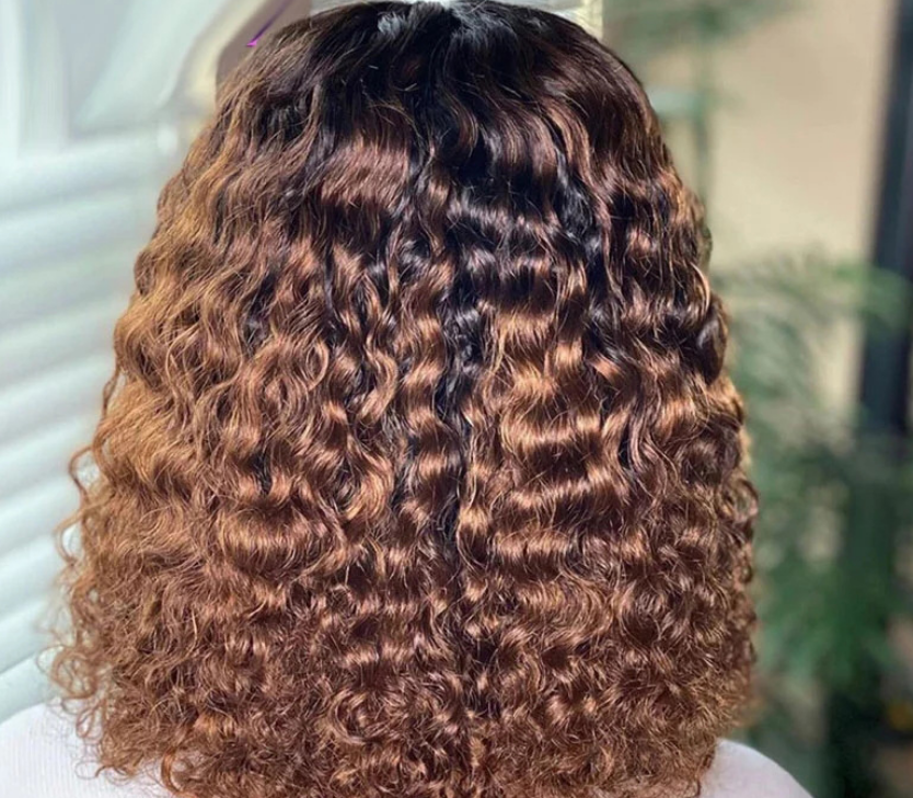 Hand Wound Curly Hair Wig - Synthetic