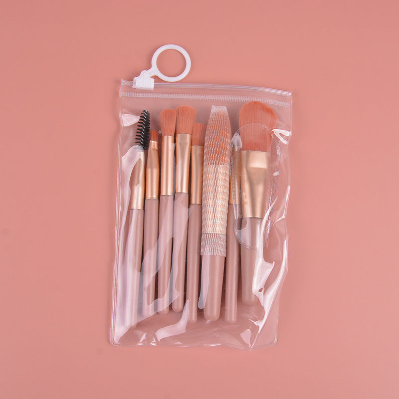 Mini Makeup Brush Set - 8 Soft Hair Cosmetic Brushes for Beauty Travel