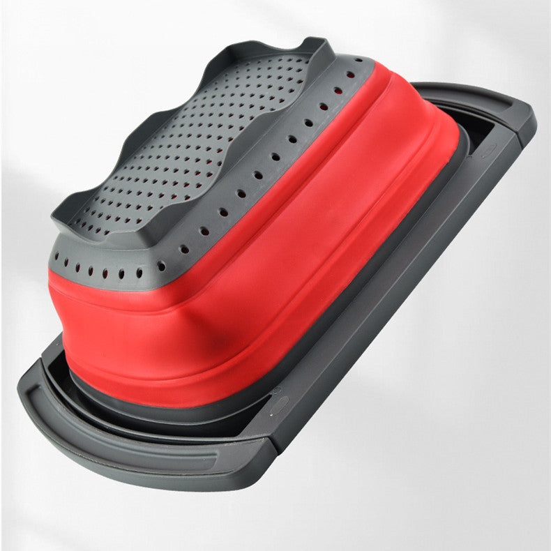 Foldable Silicone Drain Basket with Handles - Water Filter Mesh for Kitchen