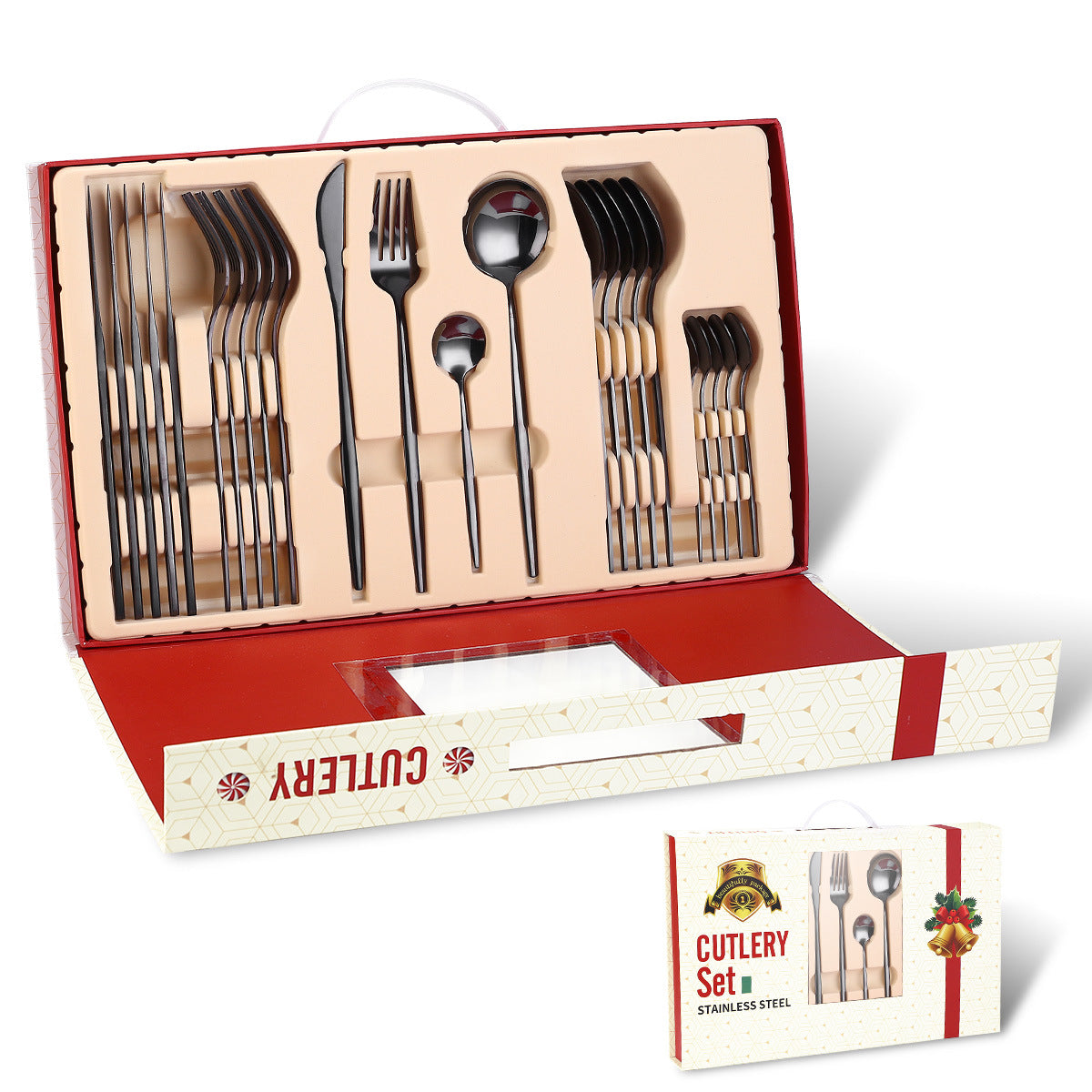 Stainless Steel Cutlery Set 24-Piece Dinnerware Gift Tableware with Gold Plated Finish