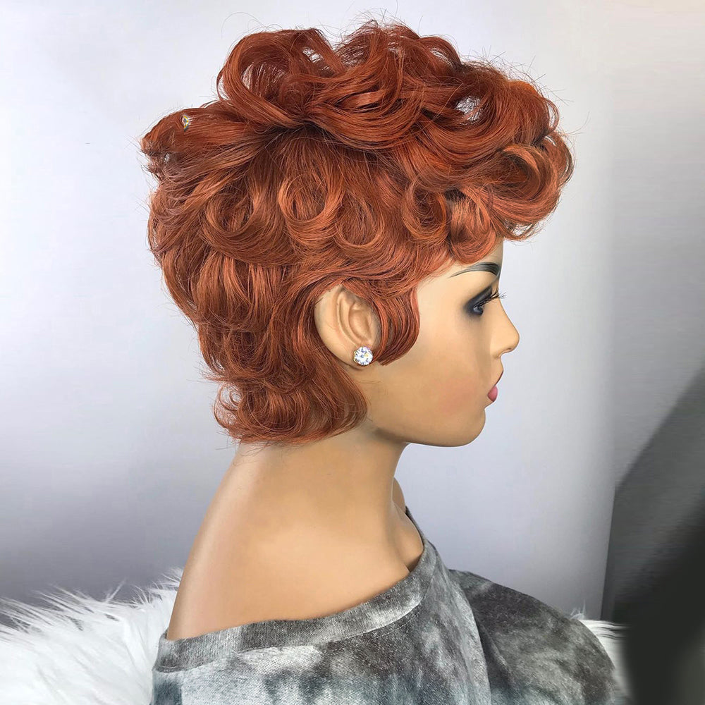 Orange Short Curly Synthetic Wig