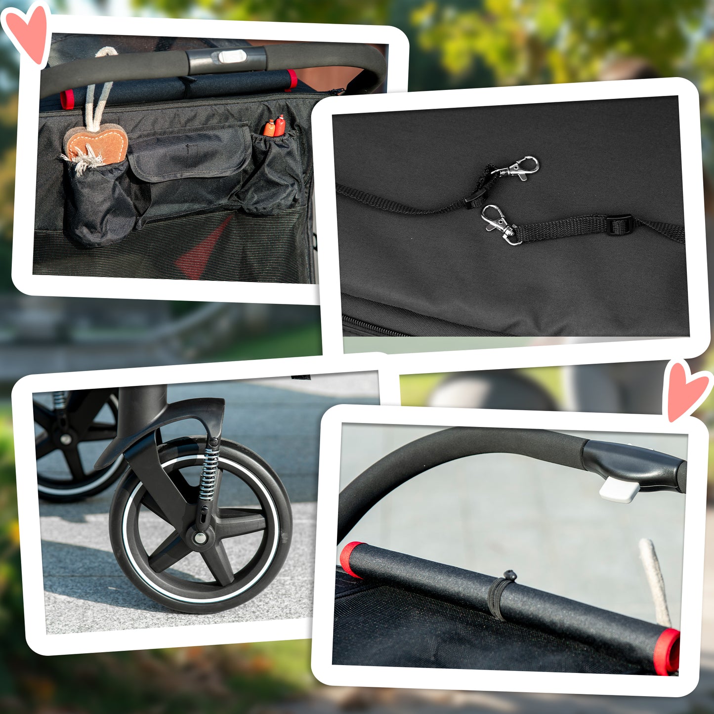 Foldable Dog Stroller for Medium and Large Dogs - Black, 865x585x220mm