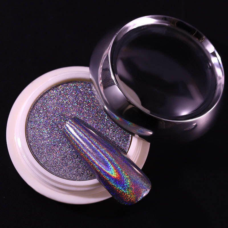 Solid Laser Nail Powder - Gold & Silver Glitter for Nail Art