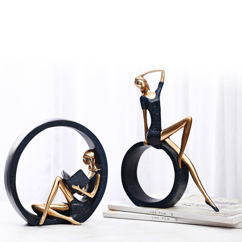 Modern Resin Home Decor Ornament for Living Room or TV Cabinet - Black