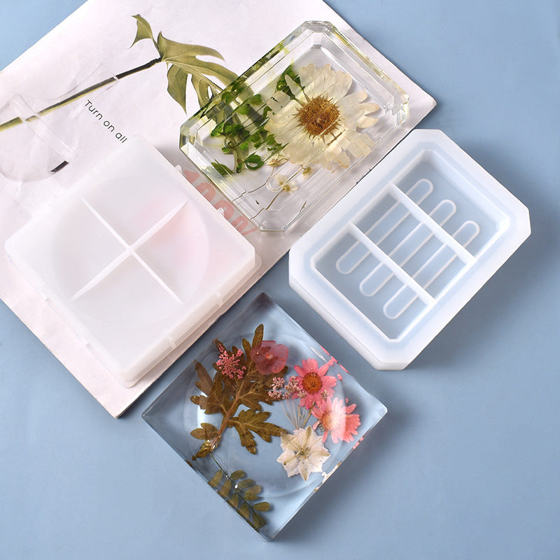 DIY Crystal Epoxy Soap Storage Box Mold - Silicone Craft Tool for Bathroom Organization