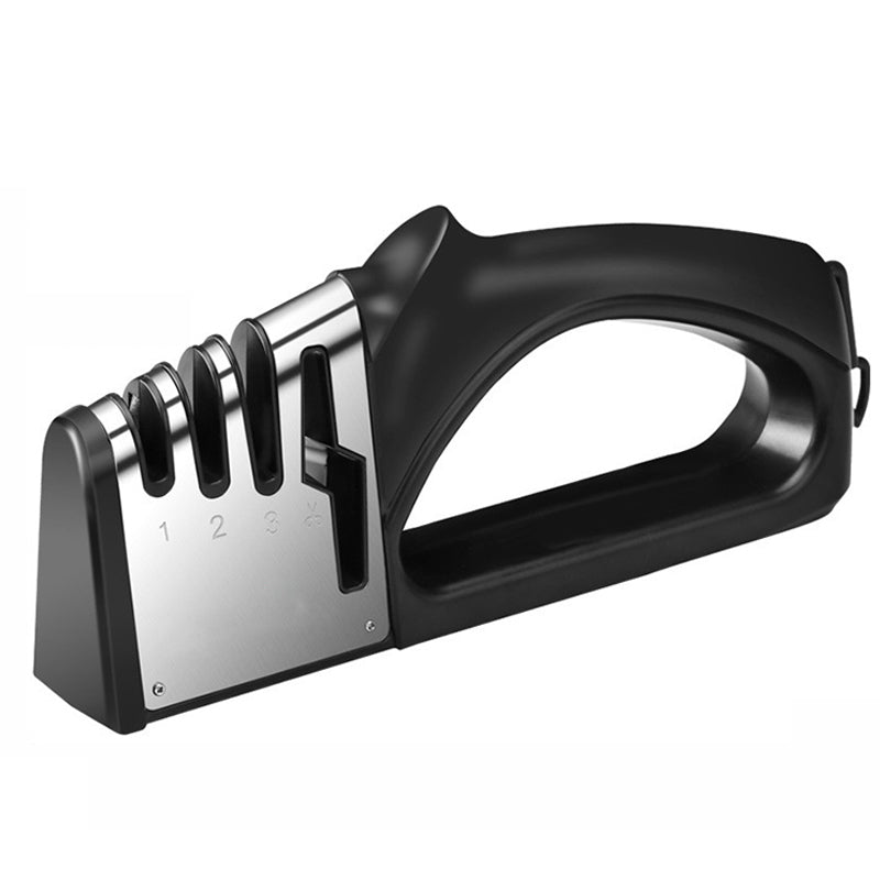 Manual Kitchen Four-In-One Sharpener - Multifunctional Stainless Steel Knife Sharpener