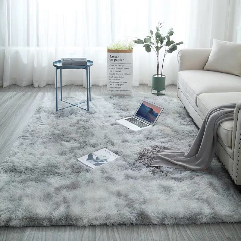 Tie-Dye Gradient Color Printed Silk Wool Carpet - Modern Rectangular Rug