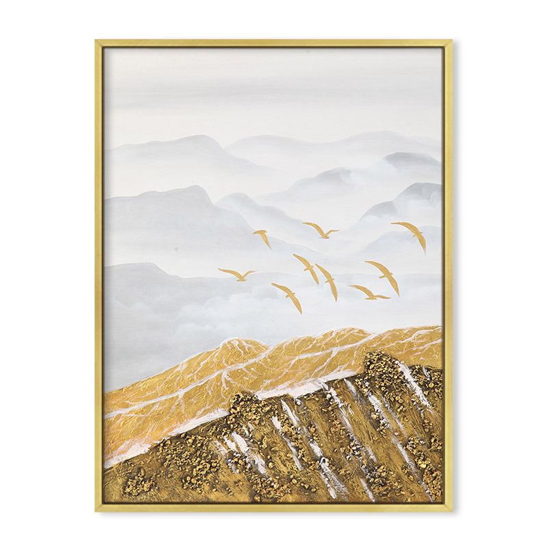 Modern Canvas Wall Art Poster - Mountain Snowy Bird Landscape for Living Room Decor