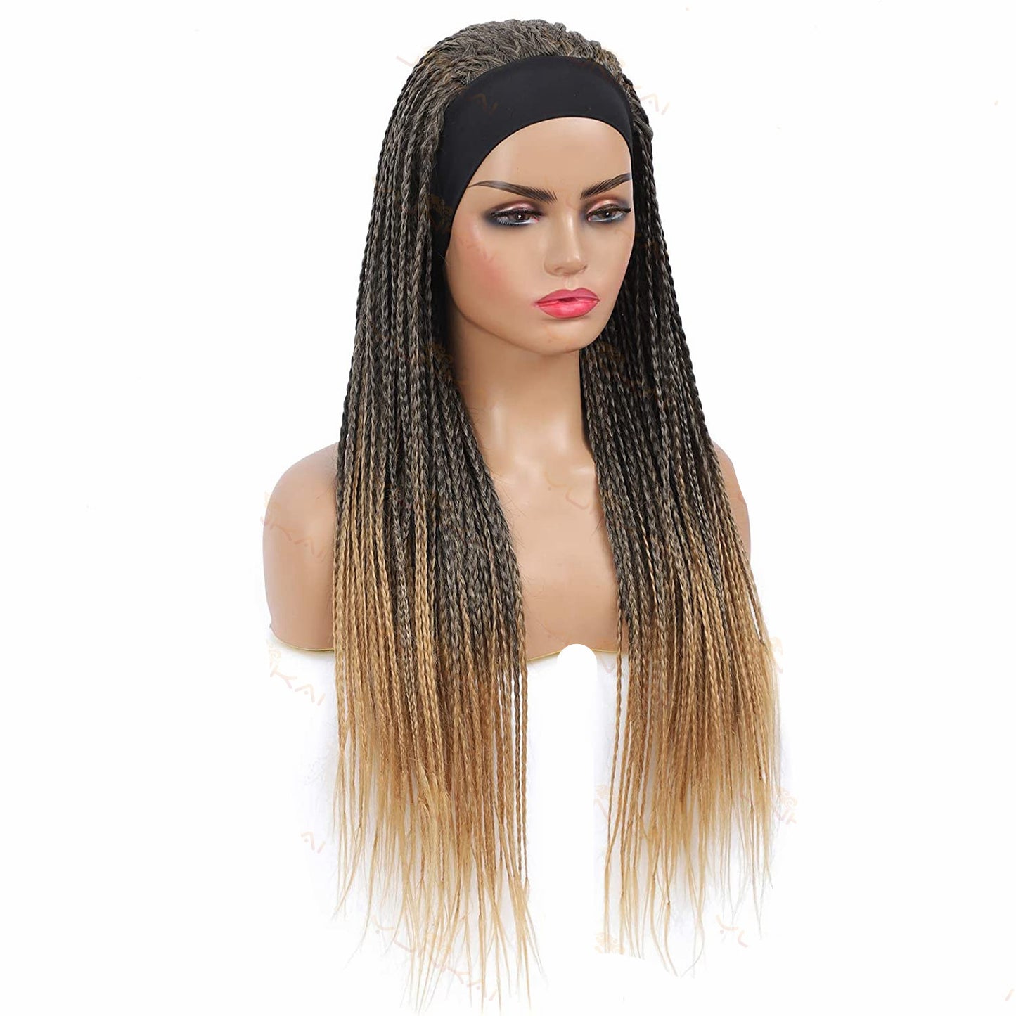 African Braid Hair Cover Turban Wig Wrap for Cosplay & Styling - Brown