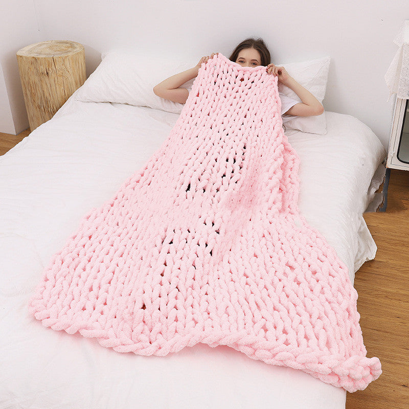 Handmade Thick Wool Knitted Blanket Sofa Cover Home Decor Plush Throw