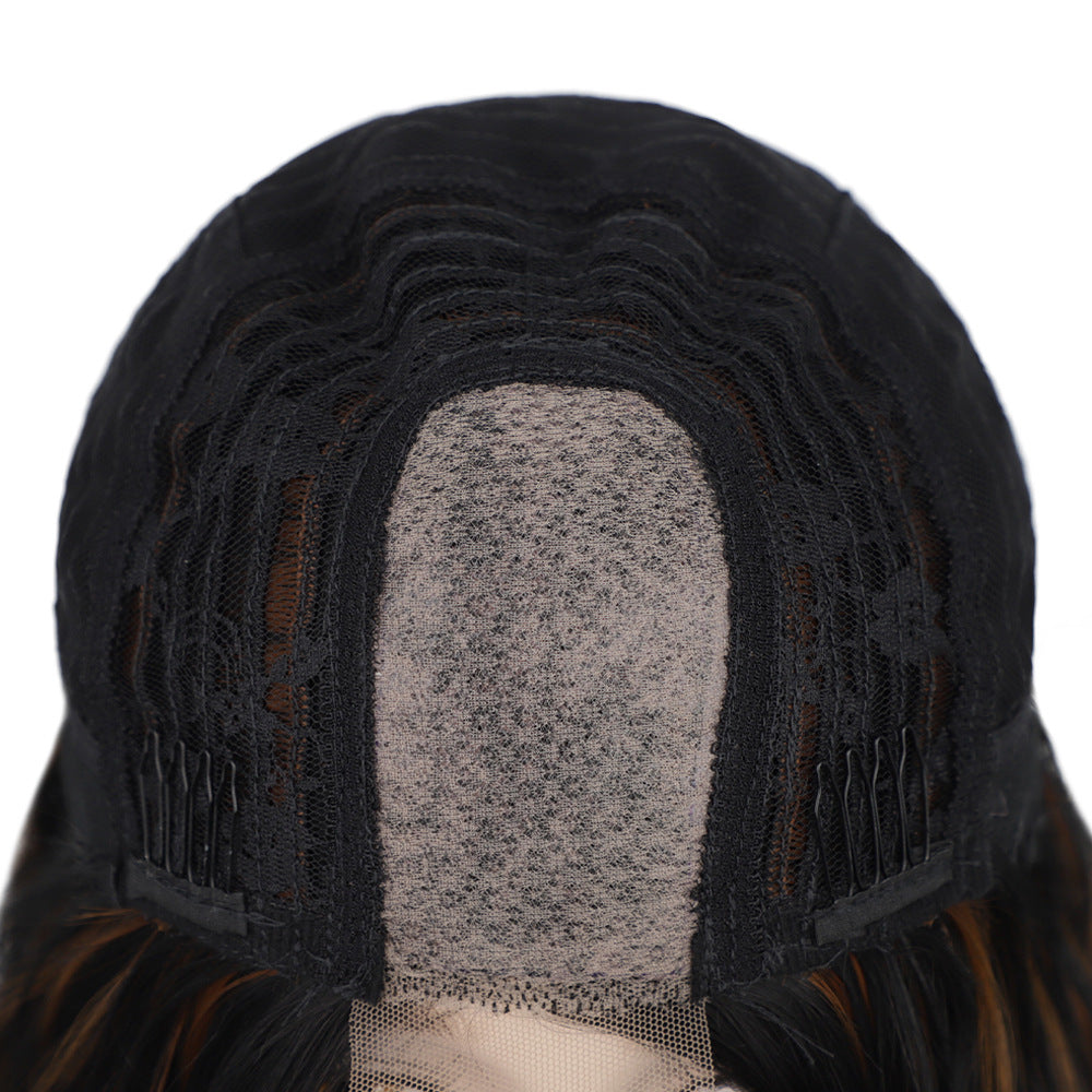 Short Curly Lace Front Wig 15Inch Synthetic Hair for Women - Brown & Black Variants