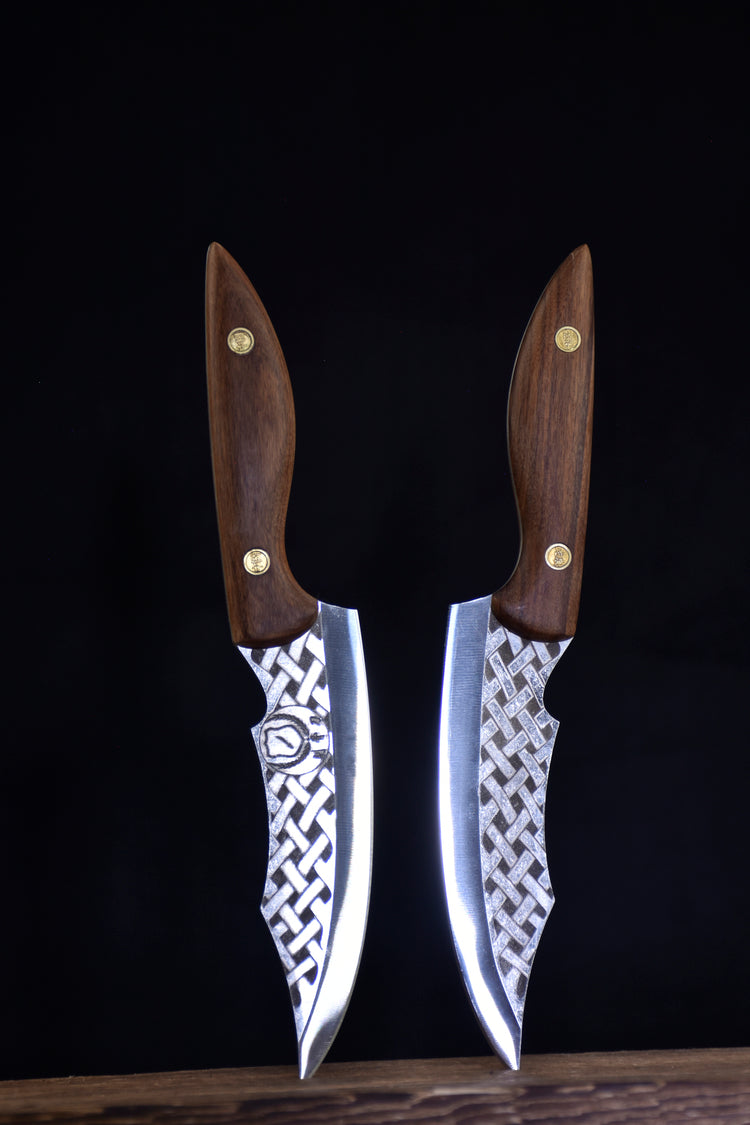 Boning Knife with Rosewood Handle - Woven Pattern Kitchen Tool 25.8cm