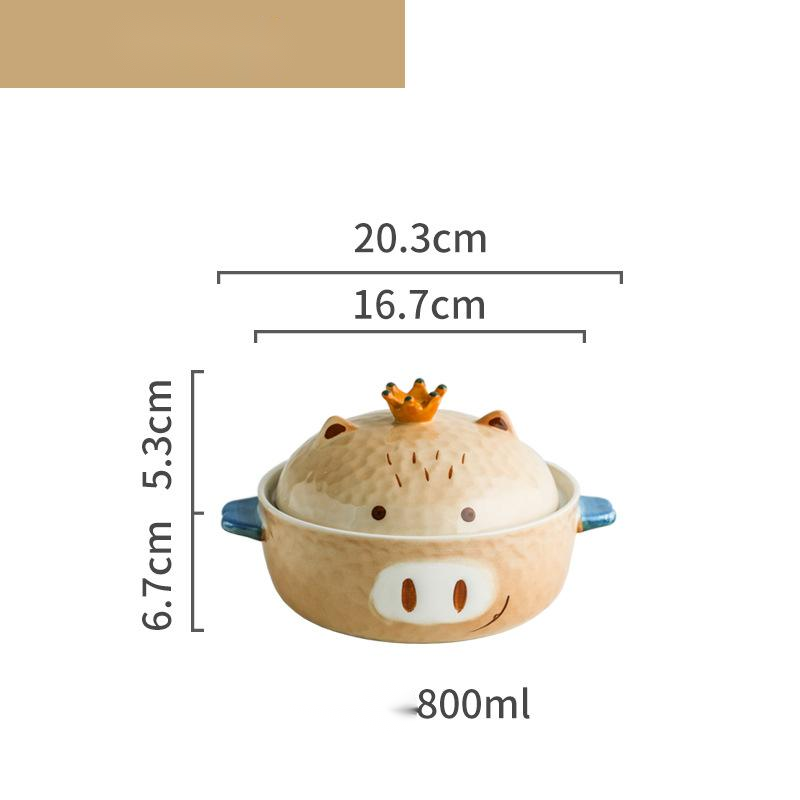 Animal Ceramic Instant Noodle Bowl - Porcelain Kitchen Serveware, Multiple Styles
