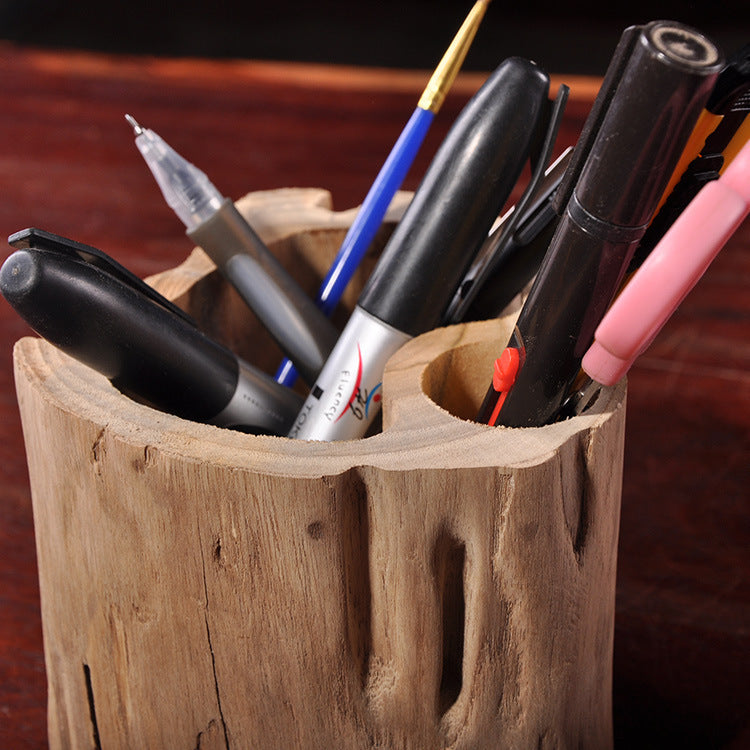 Solid Wood Pen Holder Square Home & Garden Storage Jar