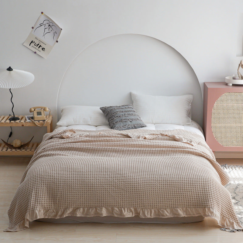 Japan Waffle Plaid Cotton Blanket for Bed Sofa Summer Air Conditioning Home Decor