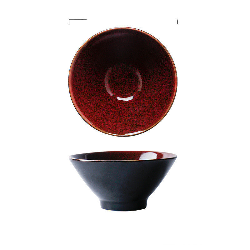 Kiln-Style Large Ceramic Rice Bowl Noodle Salad Soup Dinnerware - Multiple Colors