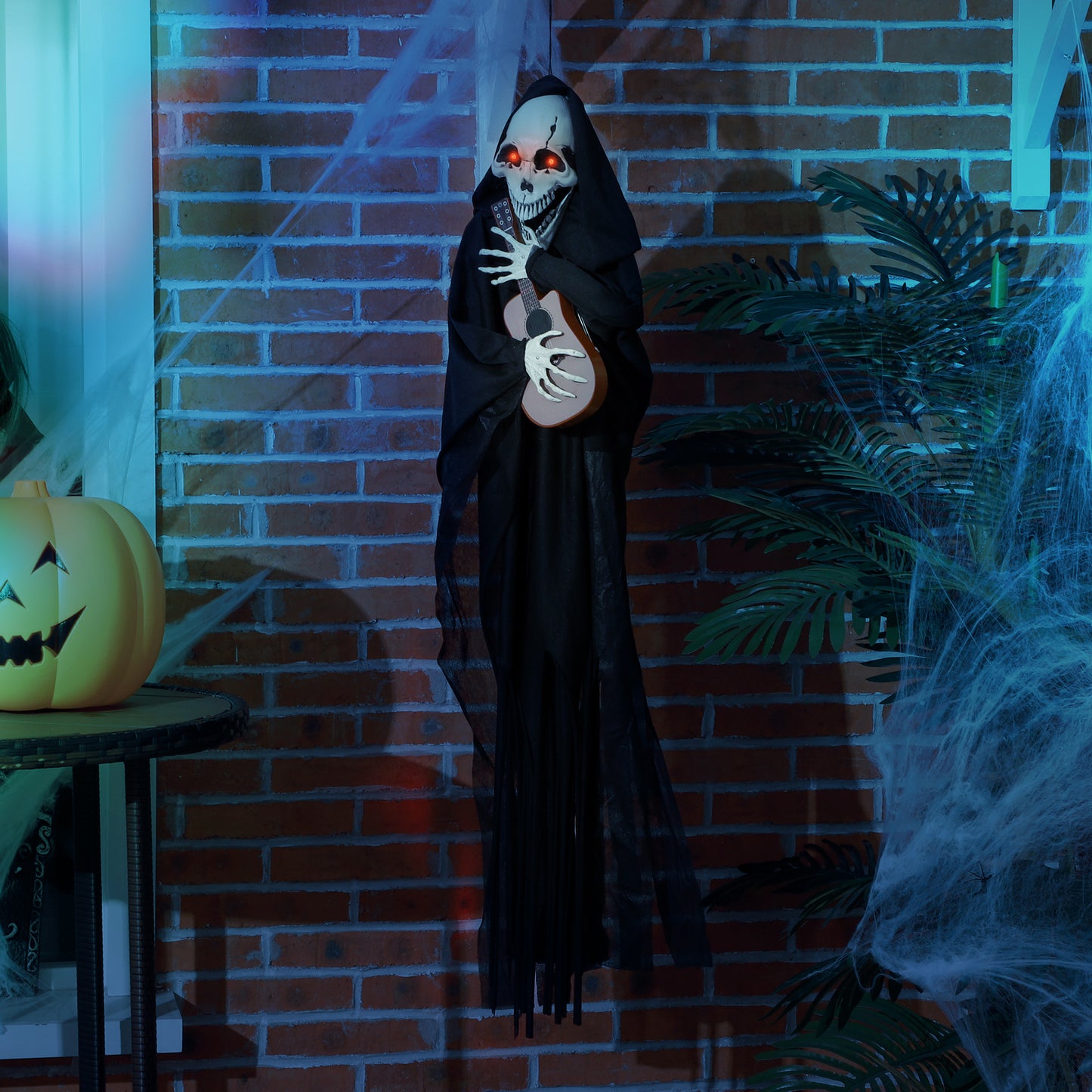 Guitar-Playing Grim Reaper Halloween Decoration - Animatronic