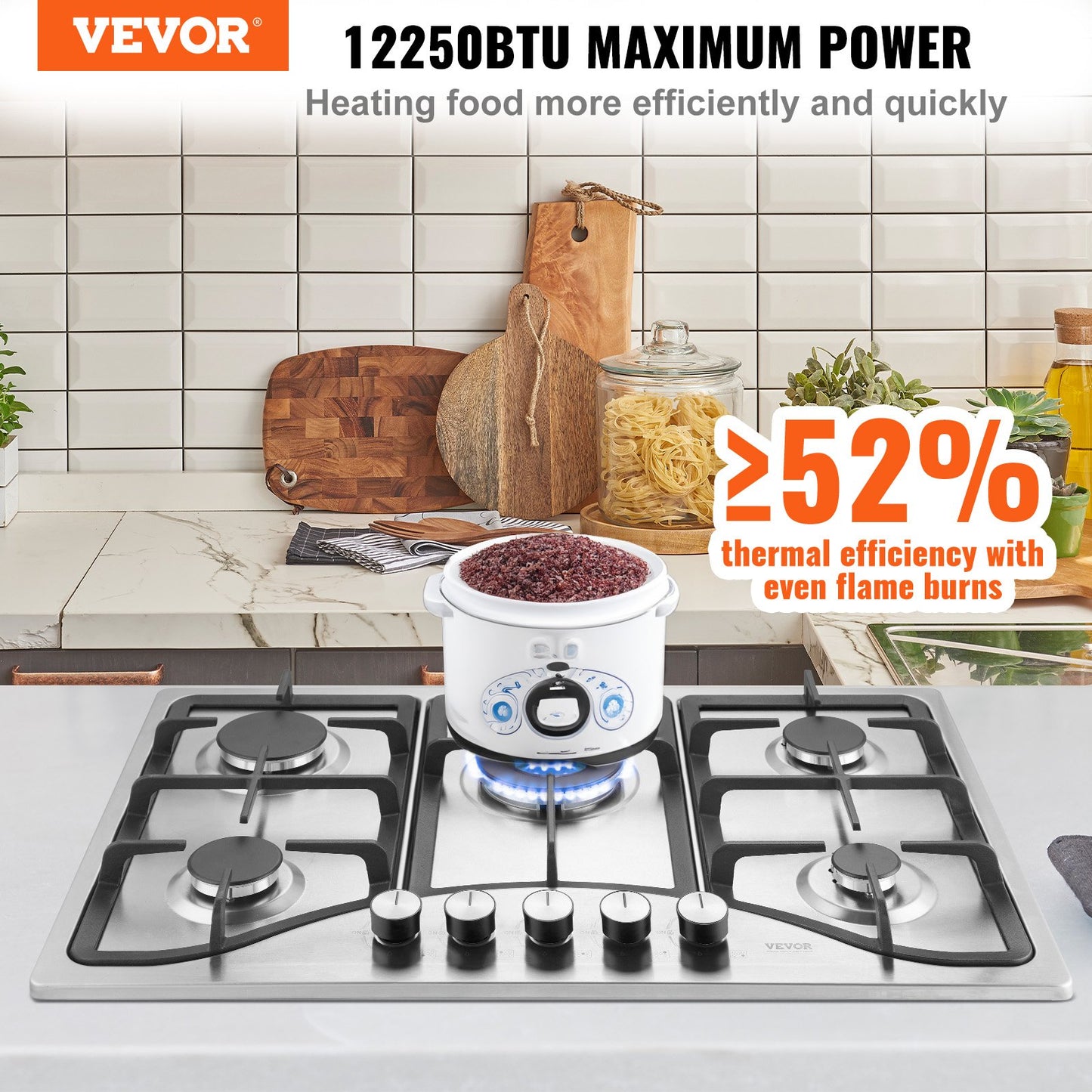 30-Inch Gas Cooktop with 5 Burners - Built-in Stainless Steel