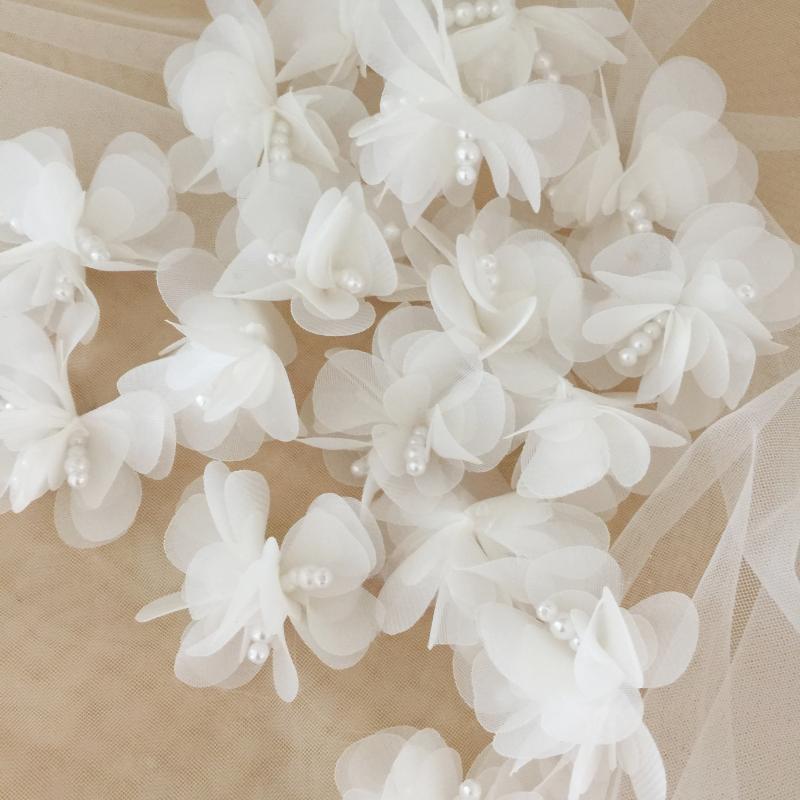 Handmade Beaded Pearl Lace Flower Accessory for Wedding Dress