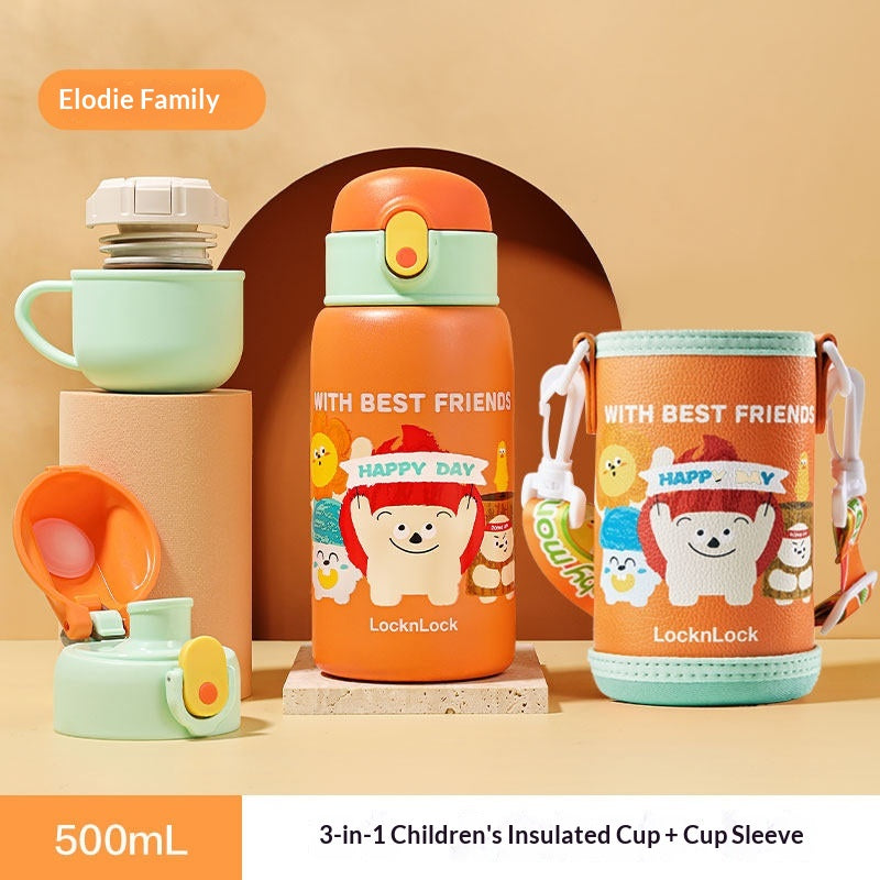 Insulated Children's Straw Cup with Adjustable Strap - 500ml Capacity