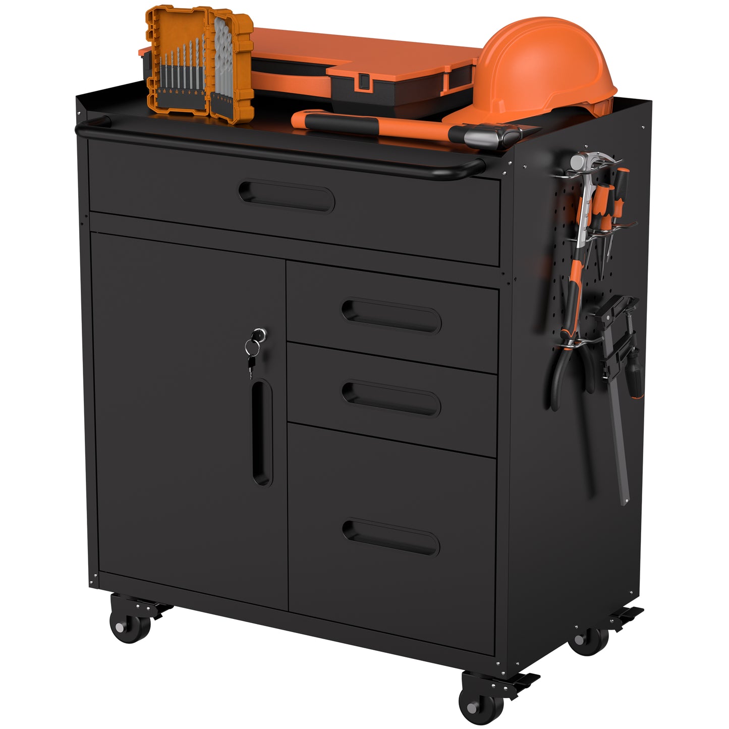 34.3 Mobile Tool Storage Cabinet - Garage Organizer With Lockable
