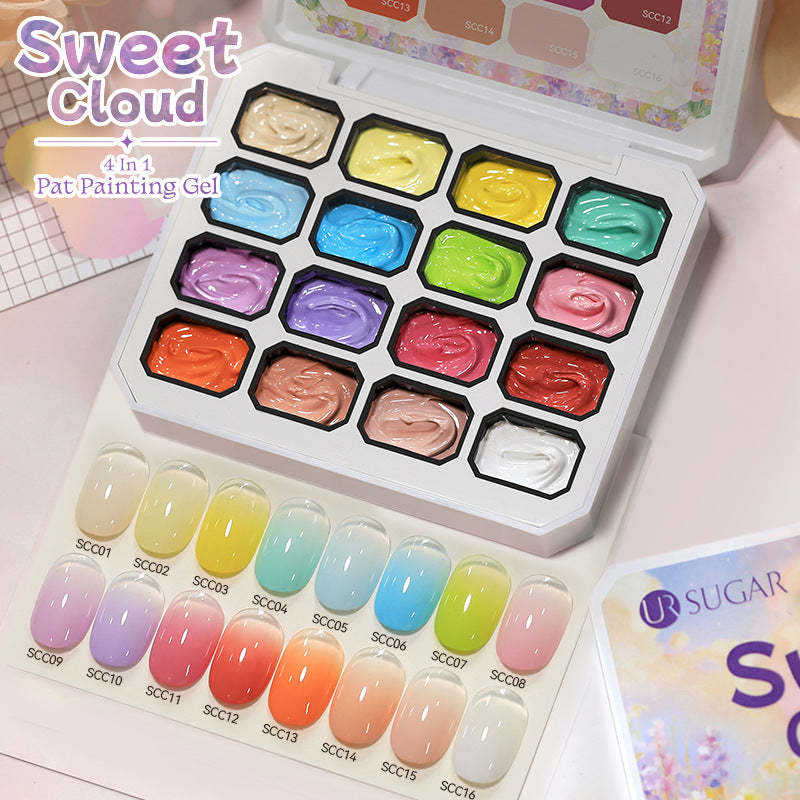 16 Color Nail Art Glitter Gel Set - High Chroma Gradient & Solid Painting