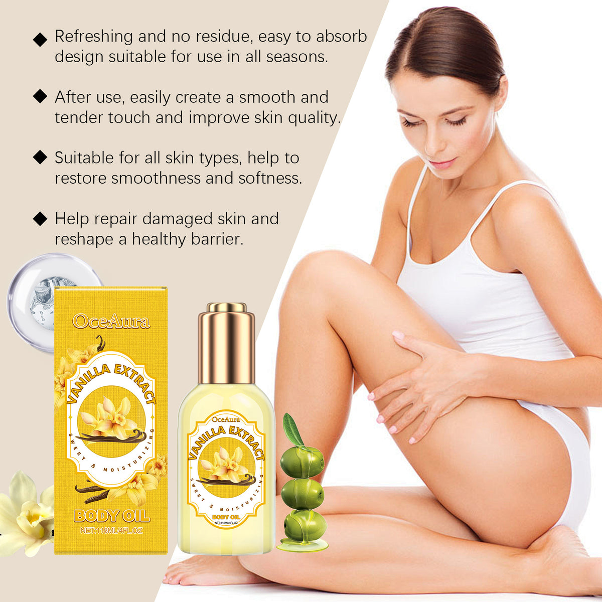 Body Moisturizing Treatment Oil Vanilla Flavor